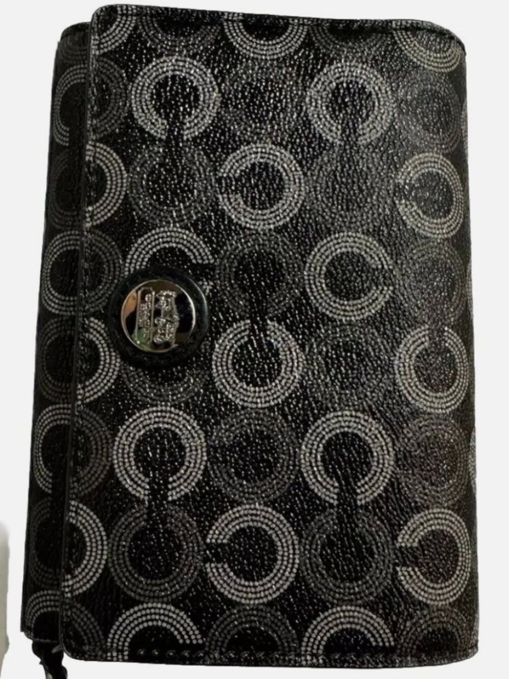 ✨ Vintage Coach Signature Wallet – Black & Grey ✨
